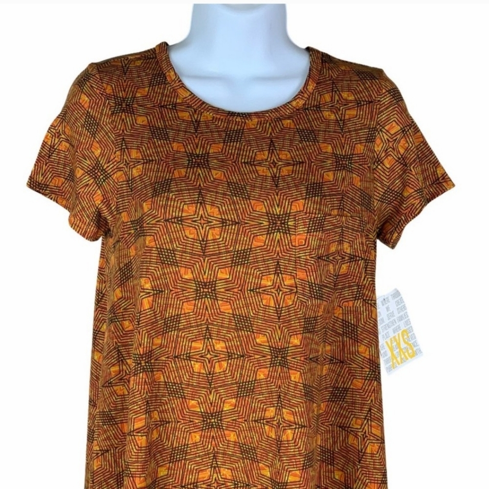 LuLaRoe Small Carly Dress Orange Star Design Swing NWT New